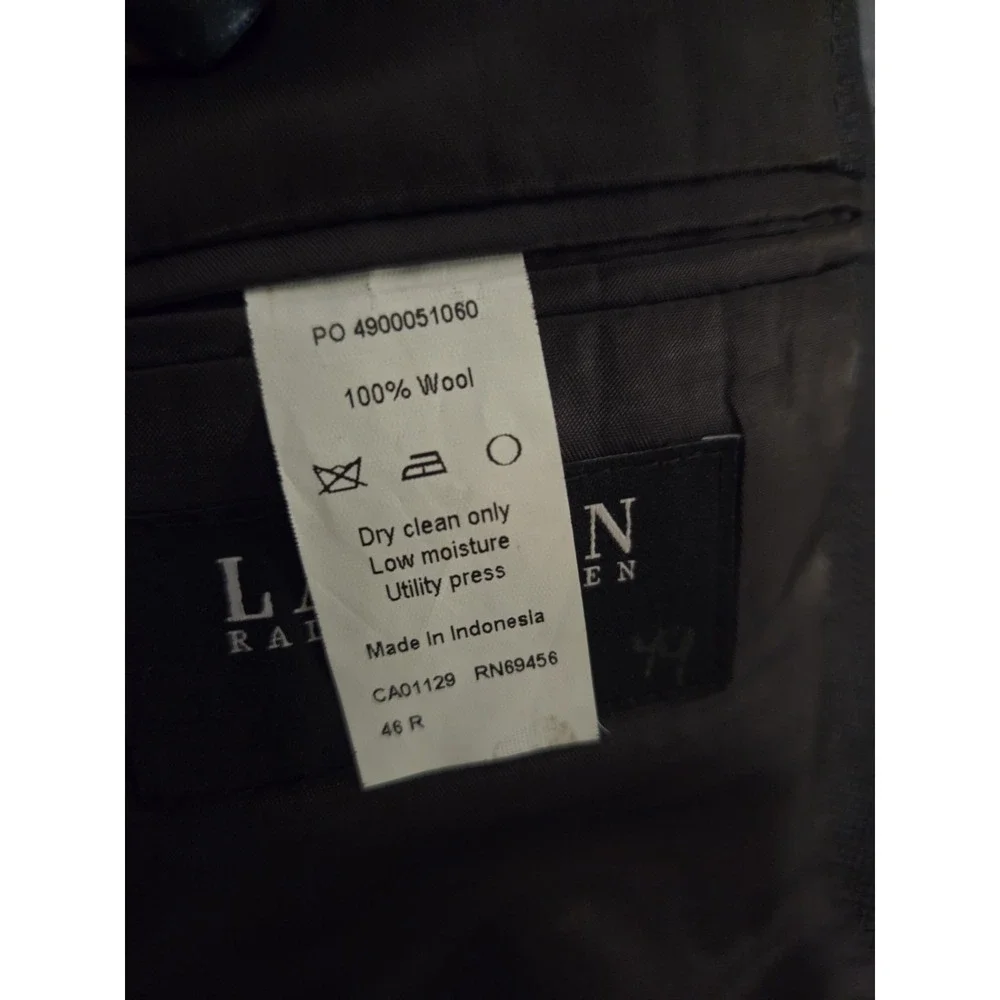 Ralph‎ Lauren Men's Wool Blazer Sport Coat Charcoal Gray 46R 2 Button
